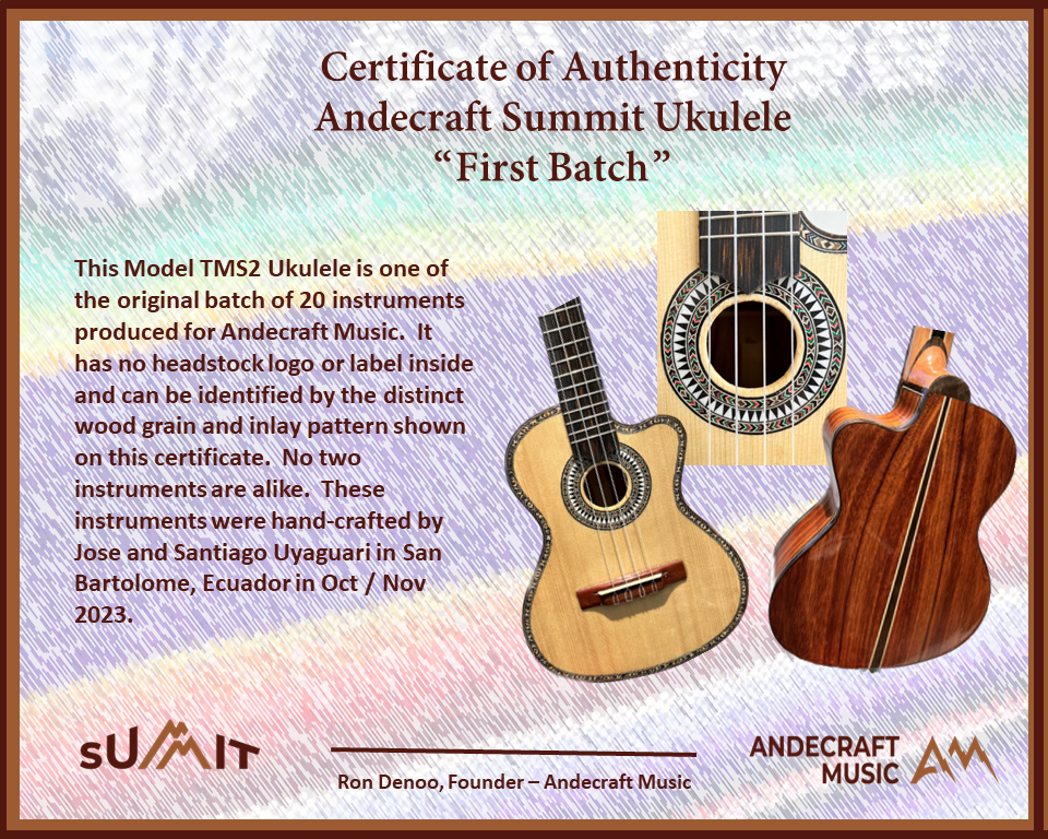 EXCLUSIVE! #6 of 20 Summit First Batch Tenor Ukulele Spruce and Mahogany!