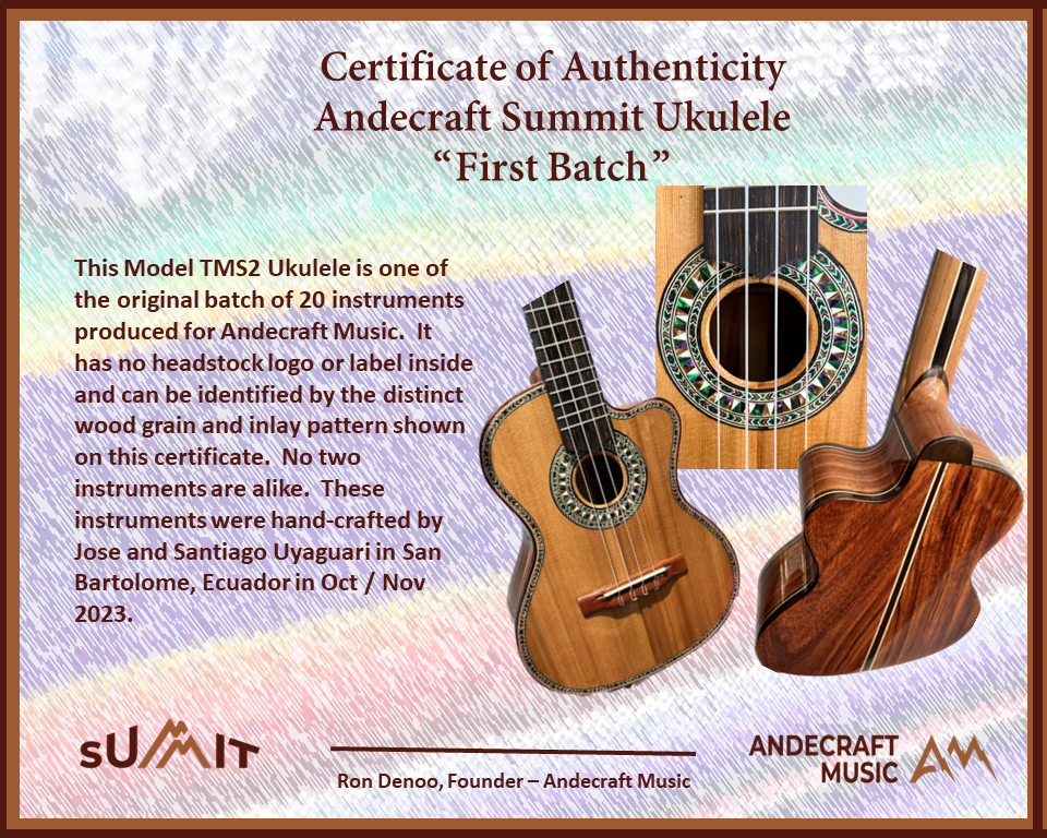 EXCLUSIVE! #5 of 20 Summit First Batch Tenor Ukulele Spruce and Mahogany!