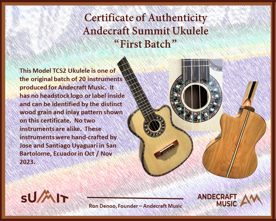 EXCLUSIVE! #4 of 20 Summit First Batch Tenor Ukulele Spruce and Cherry!